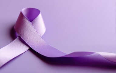 Purple awareness ribbon on purple background representing all types of cancer, alzheimer's disease, lupus, epilepsy and many more