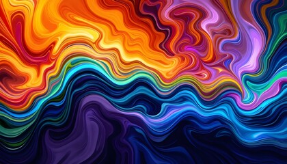 Fototapeta premium Vibrant swirling abstract colors flowing like liquid fire and water