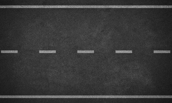 Asphalt road with white lane marking top view. - Powered by Adobe