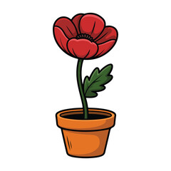 Red Poppy Flower Vector
