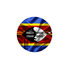 Eswatini Flag in Circular Design with Fabric Fold Texture