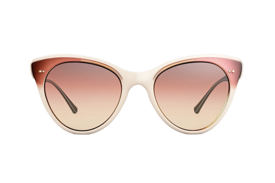 Stylish Pink Gradient Sunglasses with White Frame. Isolated on Transparent background