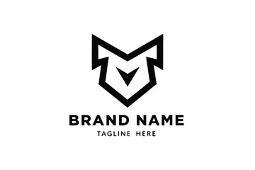 Abstract Letter M Logo Concept, Black Minimalist Design on White Background, Art