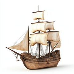 3D model of a miniature pirate ship toy, 