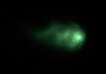 Fototapeta premium Close up view of a glowing green nebula in deep space with stars