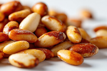Fototapeta premium Ligurian pine nuts on white surface
