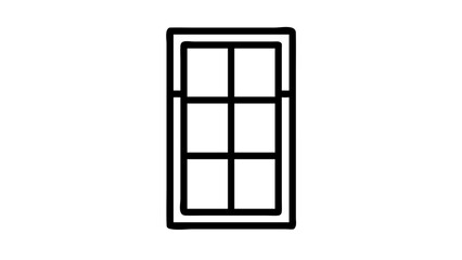 Illustration of a window frame with six panes in a rectangular shape on a white background view indoors