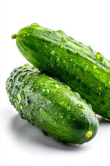 Fresh cucumber closeup isolated on white background
