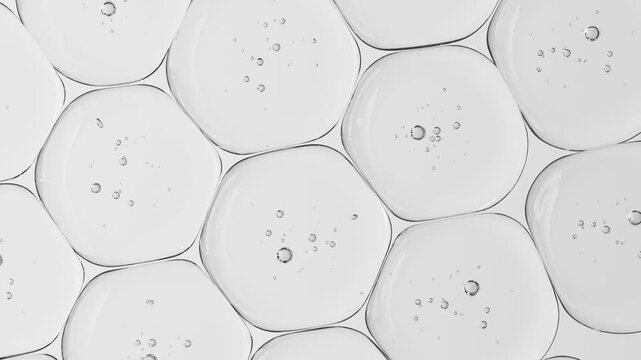 Bubble of liquid, collagen fluid. Moisturizing oil skin care cosmetic. Beauty serum. 3d animation