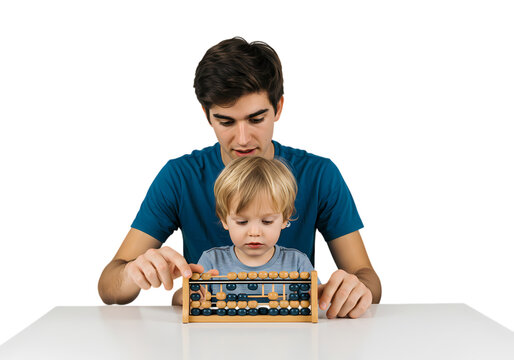 Father and Son Learning: Early Childhood Education and Development Concept isolated on transparent background