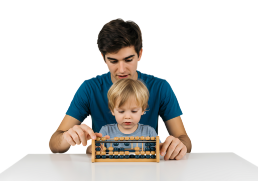 Father and Son Learning: Early Childhood Education and Development Concept isolated on transparent background