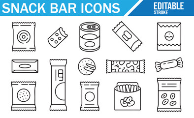 Collection of Food and Snack Packaging Symbols for Graphics