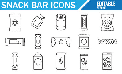 Editable Snack Food Icons for Restaurant and Retail Designs