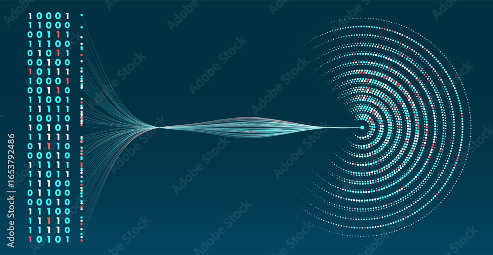 Poster data analysis in qualitative research. big data code representation. futuristic network or business 