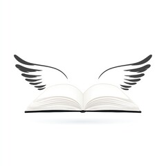 Open Book with Black Angel Wings Soaring, a Symbol of Knowledge Taking Flight