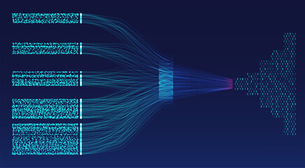 Abstract infographics visualization. Big data code representation. Futuristic network or business analytics. Graphic concept for your design