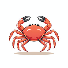 Vibrant illustration of a detailed crab with its claws raised, showcasing its orange shell and black pincers.