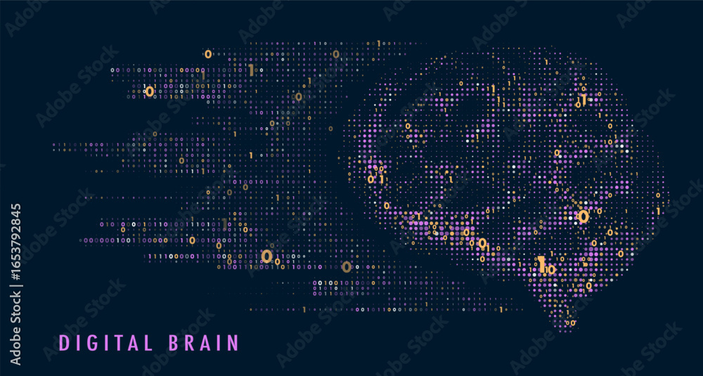 Aufkleber abstract digital brain connections. scientific digital computer code. graphic concept for your desig