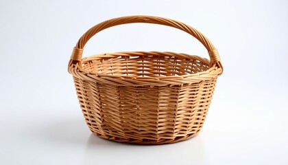 Obraz premium ** A beautifully woven wicker basket with a sturdy handle, perfect for storage or decorative purposes. **