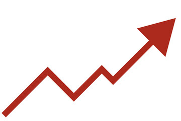矢印、赤色、上昇、増加