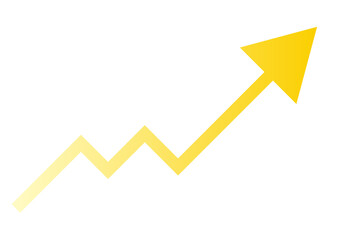 矢印、金色、黄色、上昇、増加