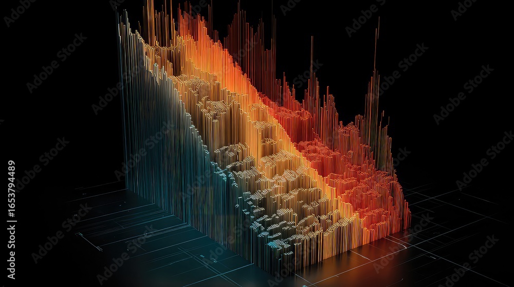 Aufkleber abstract data visualization with colorful bars representing information and trends