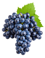 Fototapeta premium bunch of black grapes isolated on transparent background, png