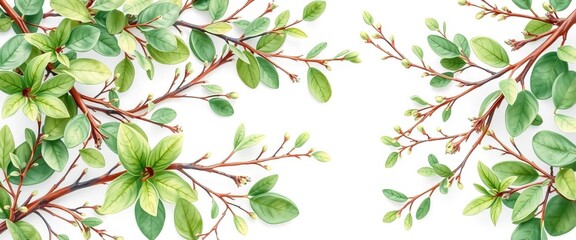 Lush green watercolor foliage; branches, leaves, twigs, herbs Ideal for wedding stationery,  hand-painted,  nature