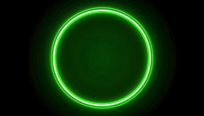 Bright Green Glowing Neon Circle Against Black Background Depicting Futuristic Digital Design