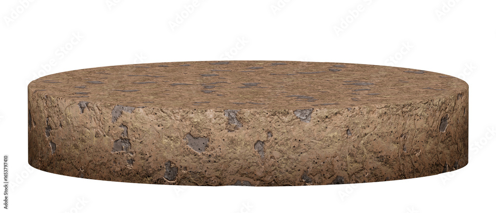 Poster 3d rendering stone cylinder podium round geometric form stand for create and design with isolated on