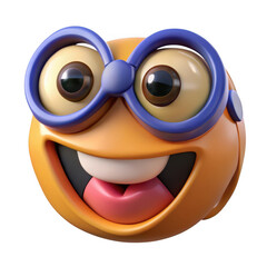 Naklejka premium Funny emoji with glasses isolated on transparent background