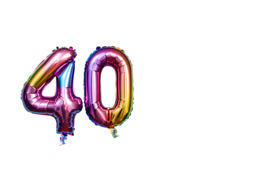 number 40, 40 birthday celebration, forty celebration Shiny foil balloons forming on a teal background, 