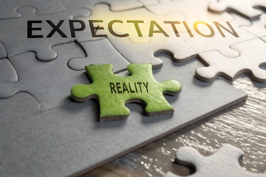 expectation vs reality puzzle concept