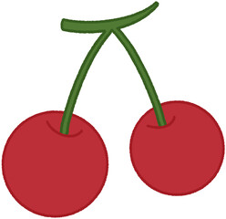 붉은 색 체리 두개