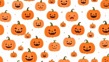 Fototapeta premium Halloween poster design, pumpkins in pastel orange, soft beige background, large copy space for text