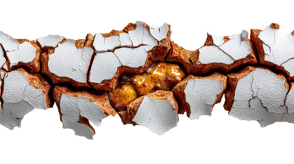 Decomposition of a Pipe: A close-up view of a dilapidated section of pipe, its surface showing cracks and peeling, revealing the internal deterioration and rust that signals neglect and decline.