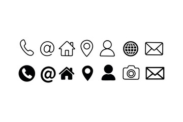 Contact Information Icons Set Clean and Modern Design for Websites and Business Cards Promoting Easy Communication