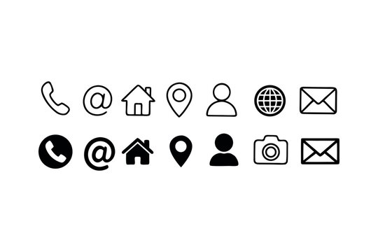 Contact Information Icons Set Clean and Modern Design for Websites and Business Cards Promoting Easy Communication