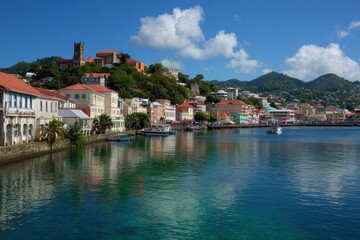 Obraz premium Grenada Caribbean: St. George's Waterfront Landscape in the West Indies