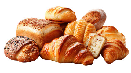 Variety of Baked Goods: A delicious array of freshly baked breads, pastries, and croissant, showcasing a mouthwatering assortment of crusty and golden-brown textures.
