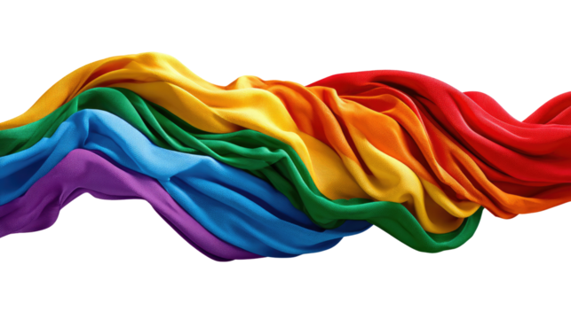 Vibrant Pride Waves: A flowing cascade of brightly colored fabric, symbolizing diversity, equality, and inclusion. This image captures the essence of unity and love.