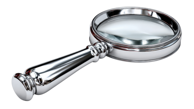 Magnifying Glass: A meticulously captured image of a classic magnifying glass, perfectly illustrating the concepts of clarity, investigation, and exploration.
