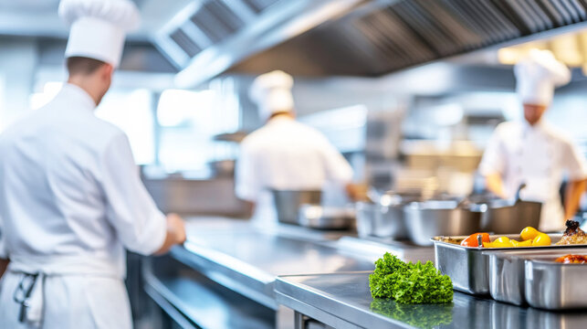 Culinary Crew: A team of dedicated chefs orchestrate a culinary symphony in a pristine, modern kitchen. Their movements speak of skill and precision as they prepare an exceptional feast.