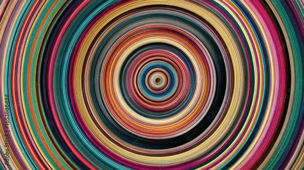 Poster swirling layers of vivid colors in a circular pattern convey a sense of dynamism and creativity. thi