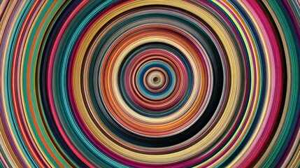 Swirling layers of vivid colors in a circular pattern convey a sense of dynamism and creativity. This abstract design invites viewers to explore its depth and complexity.