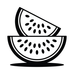 Watermelon Slice Vector Illustration, Fresh Fruit Minimalist Line Art Icon