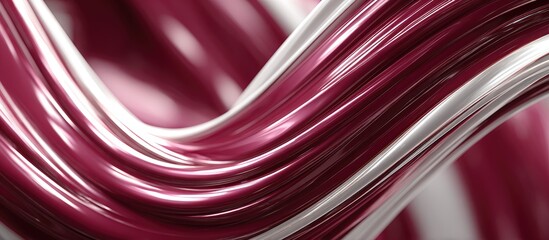 Abstract swirling burgundy and white glossy ribbons
