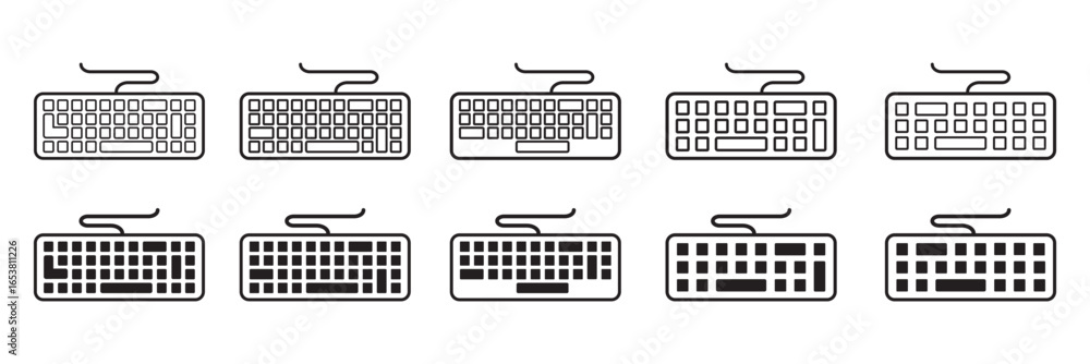 Poster keyboard icon set. computer keyboard. keypad vector. dismiss keyboard line art icon. computer keyboa