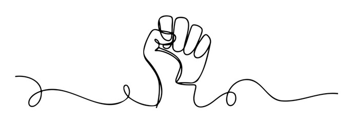 Raised Fist Continuous Line Art  Solidarity and Protest Symbol Vector
