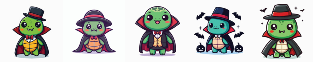 turtle vector in Dracula costume